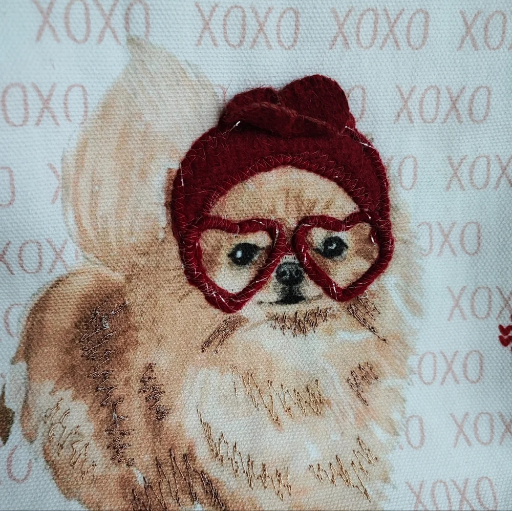 2 ISAAC MIZRAHI Pug Pomeranian Puppies Wearing Glasses Kitchen Dish Towels NWT